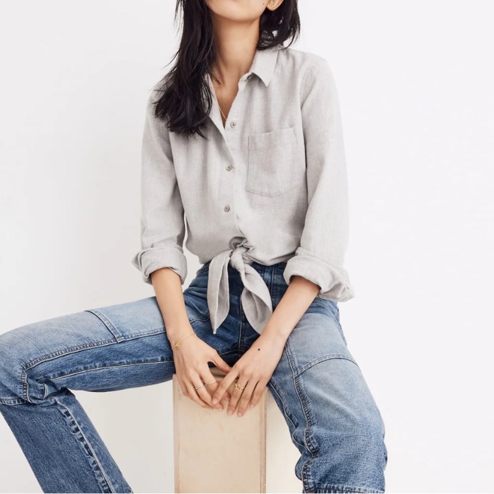 Madewell Flannel Tie-Front Shirt